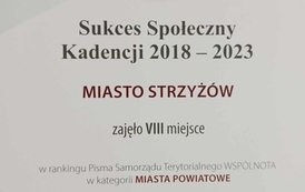 Strzyż&oacute;w na VIII miejscu w Polsce w rankingu &bdquo;Społeczny Sukces Kadencji 2017-2022&rdquo; 2