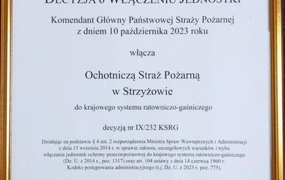 Zdjęcie do OSP Strzyż&oacute;w w strukturach Krajowego Systemu Ratowniczo-Gaśniczego