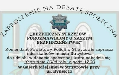 Zdjęcie do Zaproszenie na debate społeczną &quot;Bezpieczny Strzyż&oacute;w&quot;