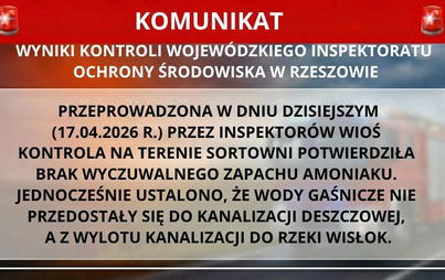 Zdjęcie do KOMUNIKAT O WYNIKACH PRZEPROWADZONYCH BADAŃ