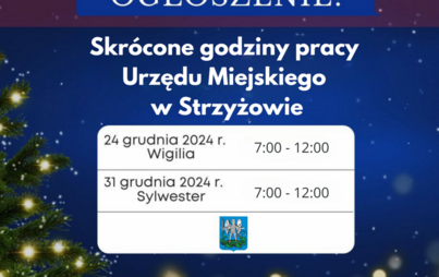 Zdjęcie do Informacja o skr&oacute;conych godzinach pracy w Urzędzie Miejskim 